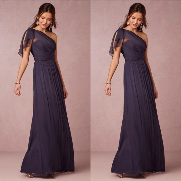 Anthropologie x BHLDN Amsale Daniella Asymmetrical Chiffon Dress - Picture 1 of 3